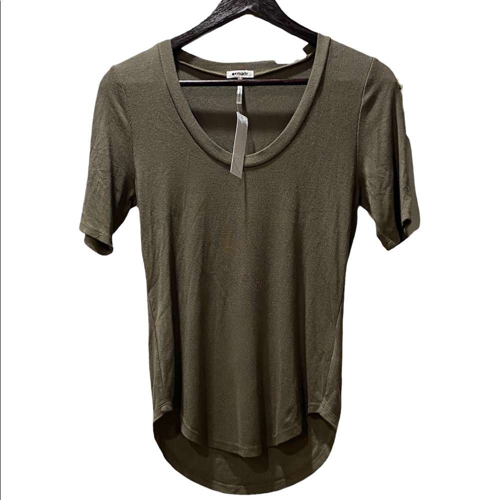 LAmade Olive Green Scoop Neck Top Small NWT New